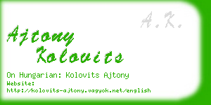 ajtony kolovits business card